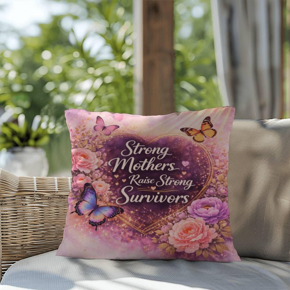 Shop our premium strong mothers raise strong survivors throw pillow from MySisterIsASurvivor.