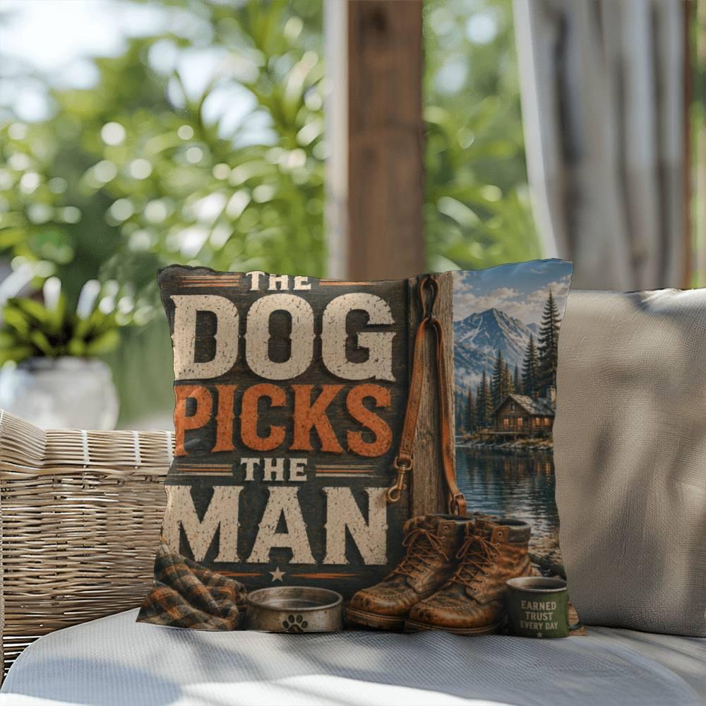 Shop our premium the dog picks the man throw pillow from MySisterIsASurvivor.