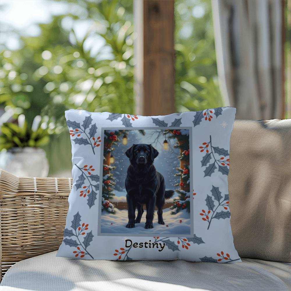 Golden Retriever Black Pillow - Holiday Golden Retriever pillow, indoor winter dog throw, cozy accent