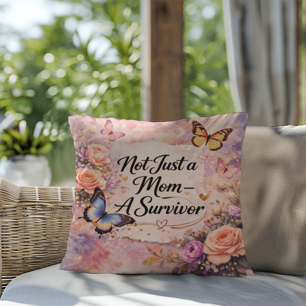 Shop our premium not just a mom a survivor throw pillow from MySisterIsASurvivor.