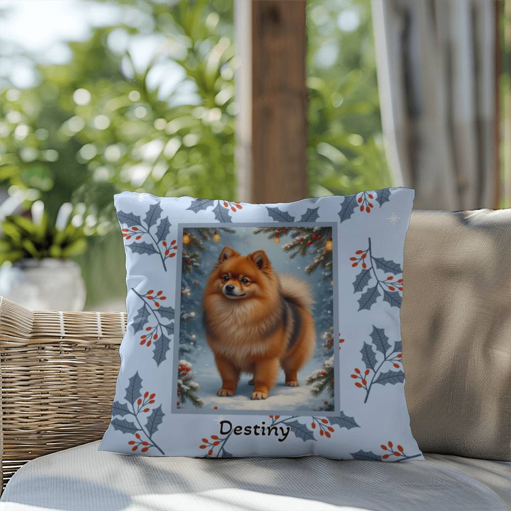 Pomeranian Orange Sable Pillow - Winter Pom throw pillow, seasonal dog decor, cozy indoor accent