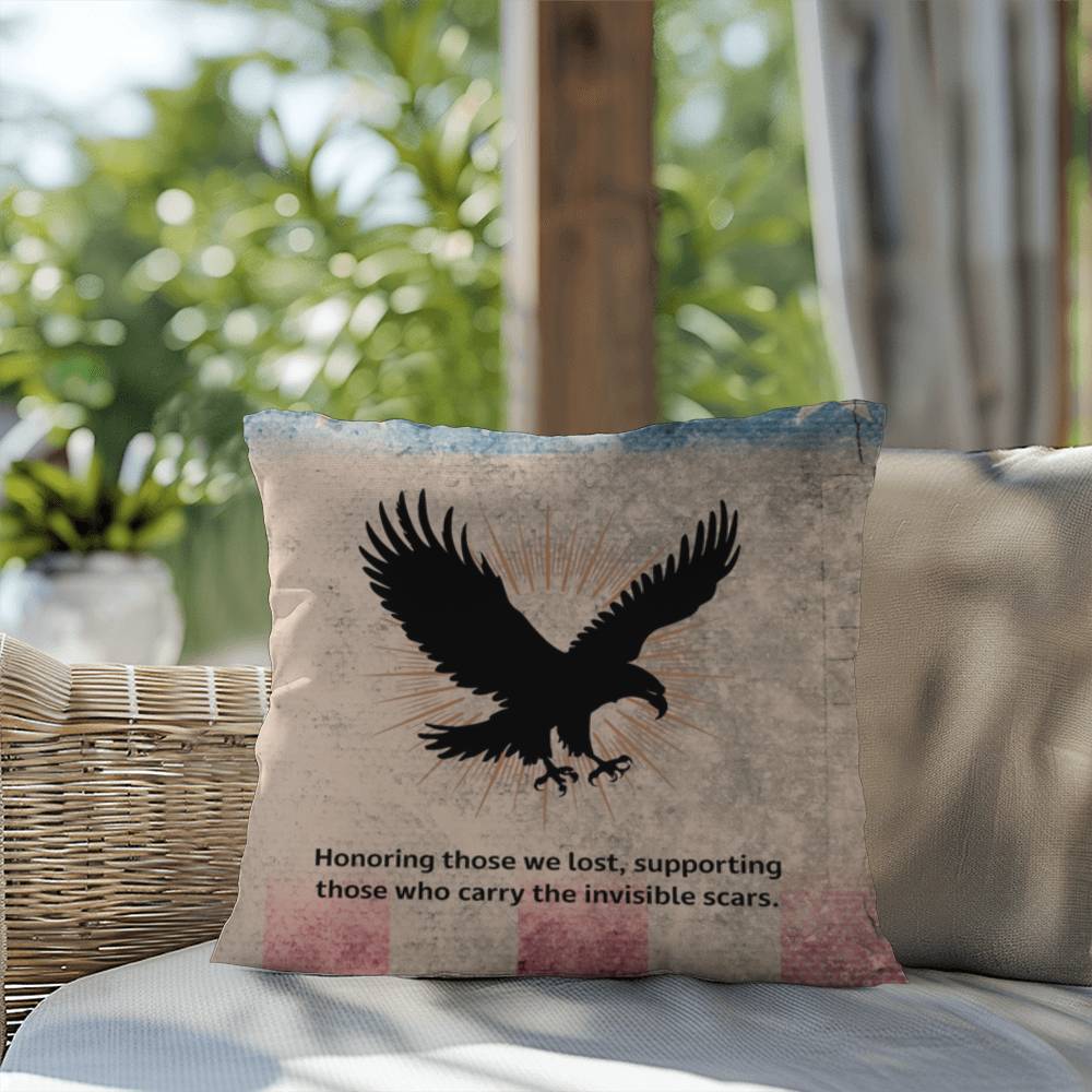Honoring Those We Lost Indoor/Outdoor Pillow: Resilient Comfort - Mental Health & Memorial Tribute