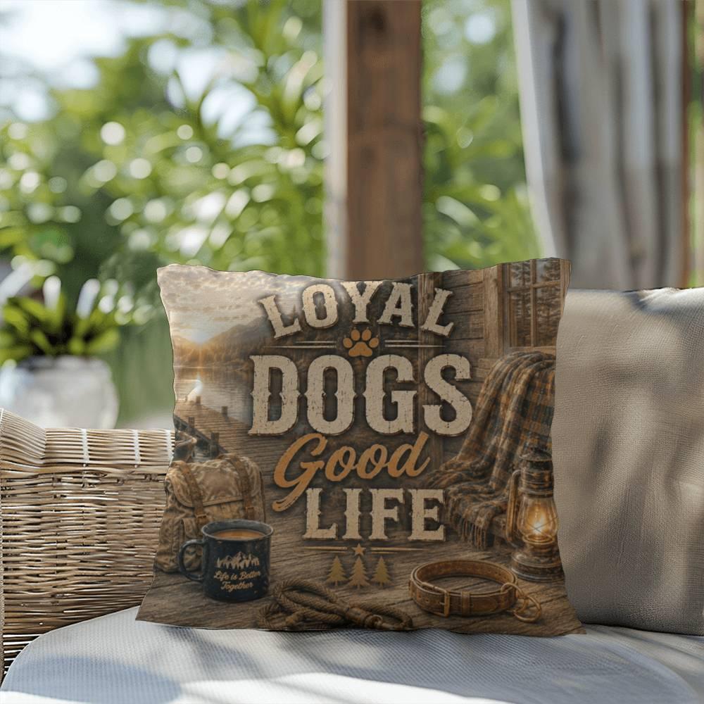 Shop our premium loyal dogs good life throw pillow from MySisterIsASurvivor.