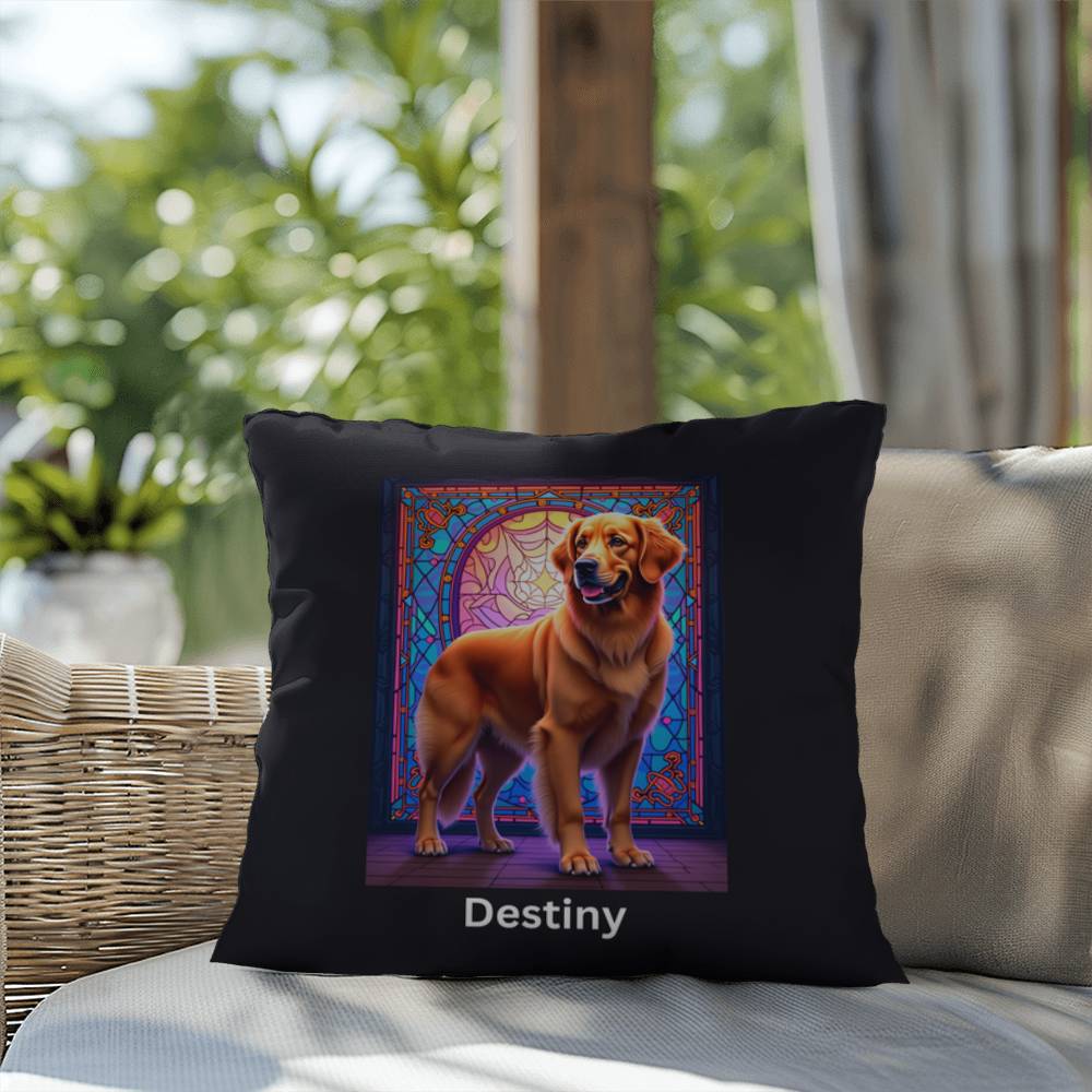 Dark Golden Retriever personalized indoor/outdoor pillow, dog lover home decor gift idea