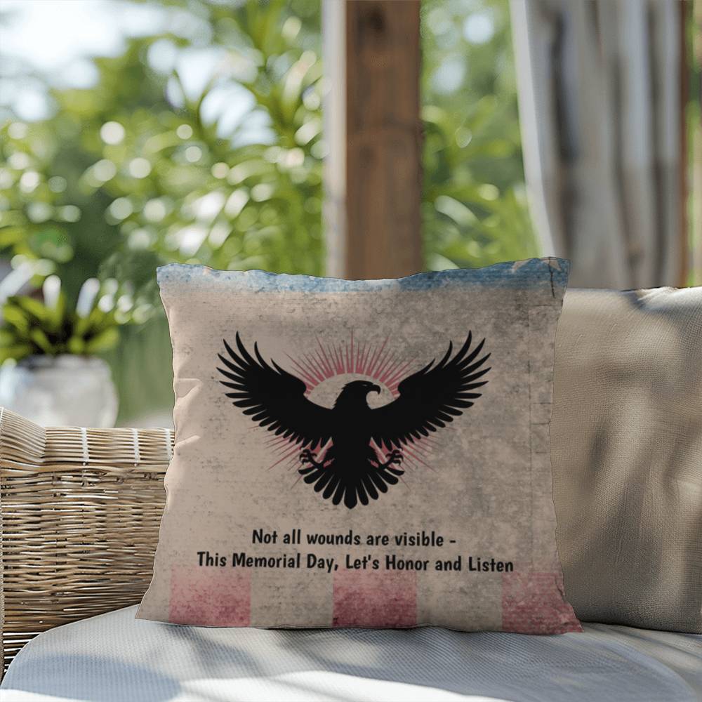 Not All Wounds Are Vis Indoor/Outdoor Pillowible: Resilient Comfort - Mental Health & Memorial Tribute