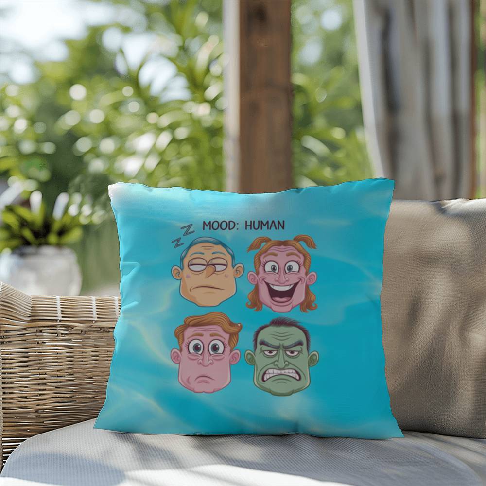 Mood: Human Indoor/Outdoor Pillow -Mental Health Support, Self-Care Decor, Anxiety Relief Throw Cushion