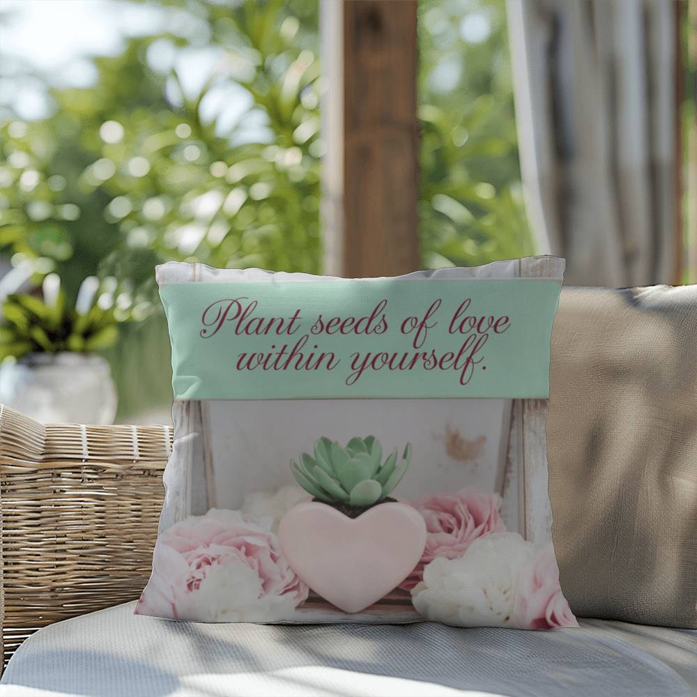 Plant Seeds Of Love Within Yourself: Indoor/Outdoor Pillow Self-Care for Relaxation, Mindfulness & Emotional Wellness