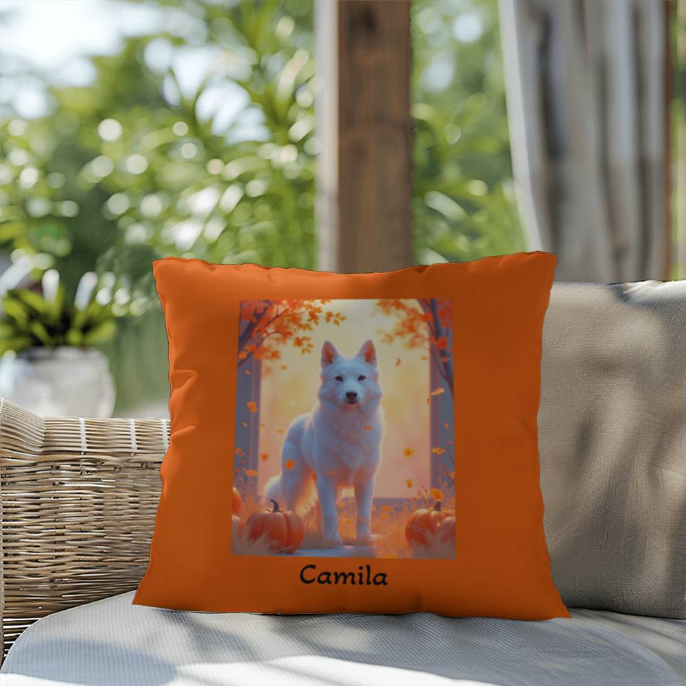 White German Shepherd pillow, personalized indoor outdoor GSD cushion, durable accent - MySisterIsASurvivor