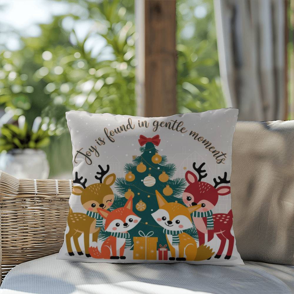 Joy Is Found in Gentle Moments Throw Pillow - Calm holiday décor for mindfulness and rest