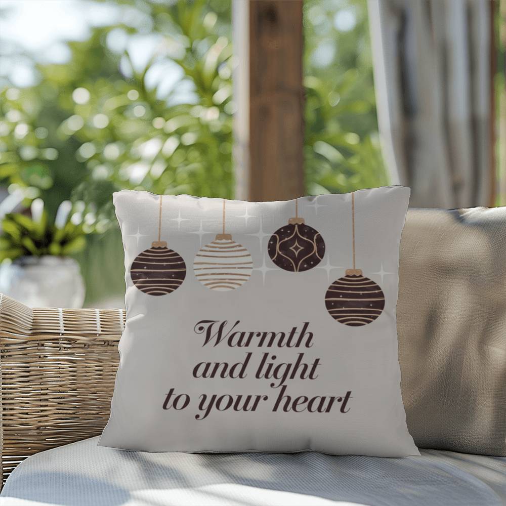 Warmth and Light to Your Heart Throw Pillow - Cozy Christmas pillow for comfort and peace