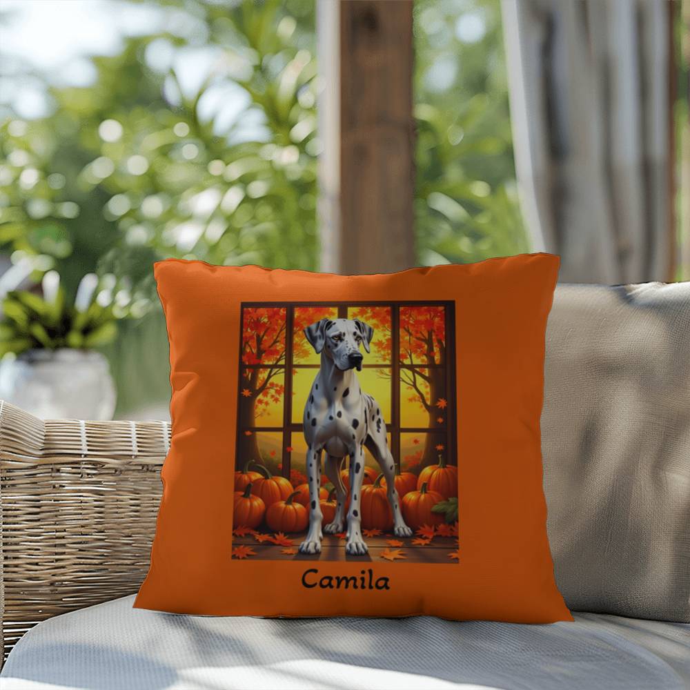 Great Dane (Harlequin) Throw Pillow - Personalized Indoor/Outdoor Dog Cushion, Gentle Giant Gift