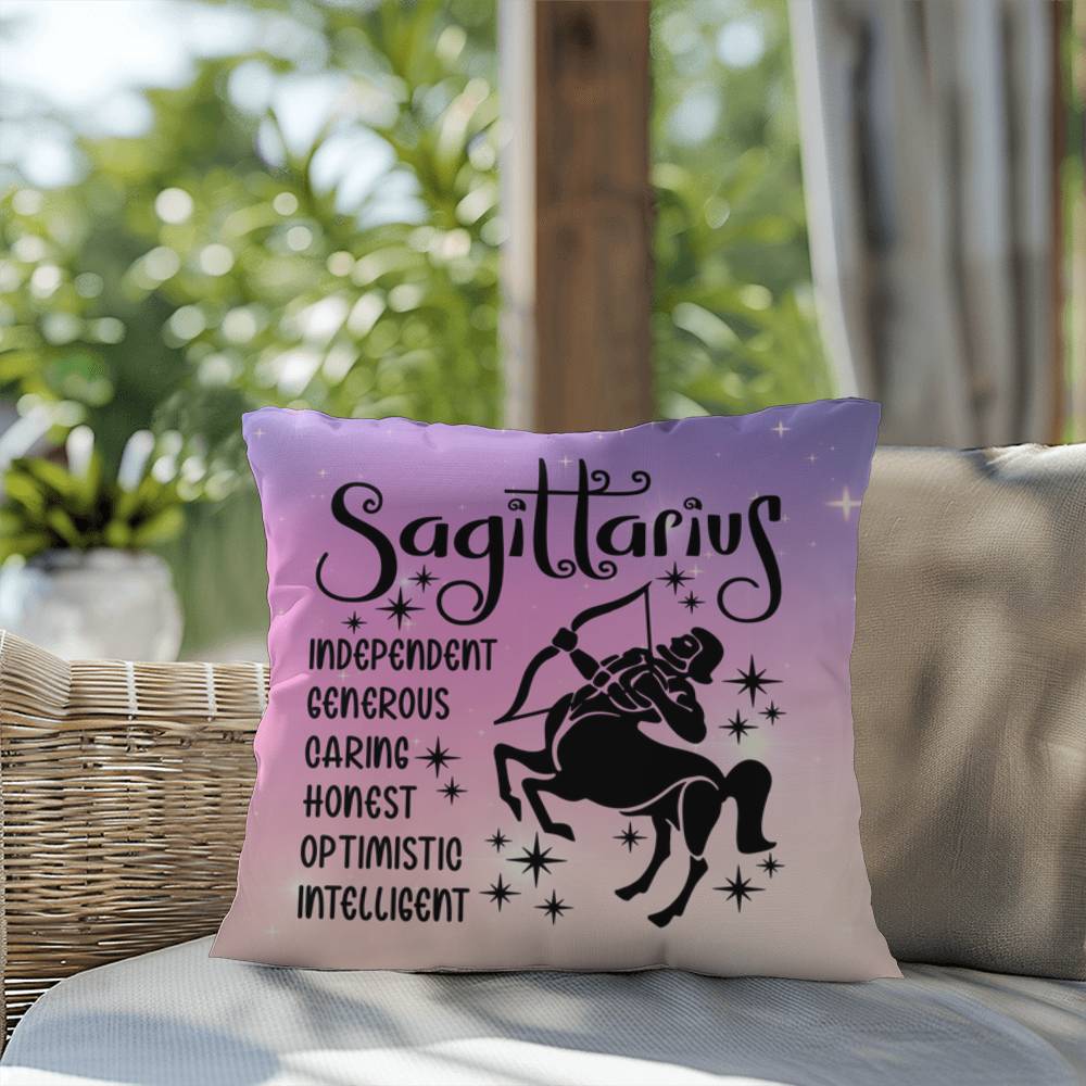 Sagittarius Indoor/Outdoor Pillow – Zodiac Astrology Decor, Boho Accent for Home & Patio