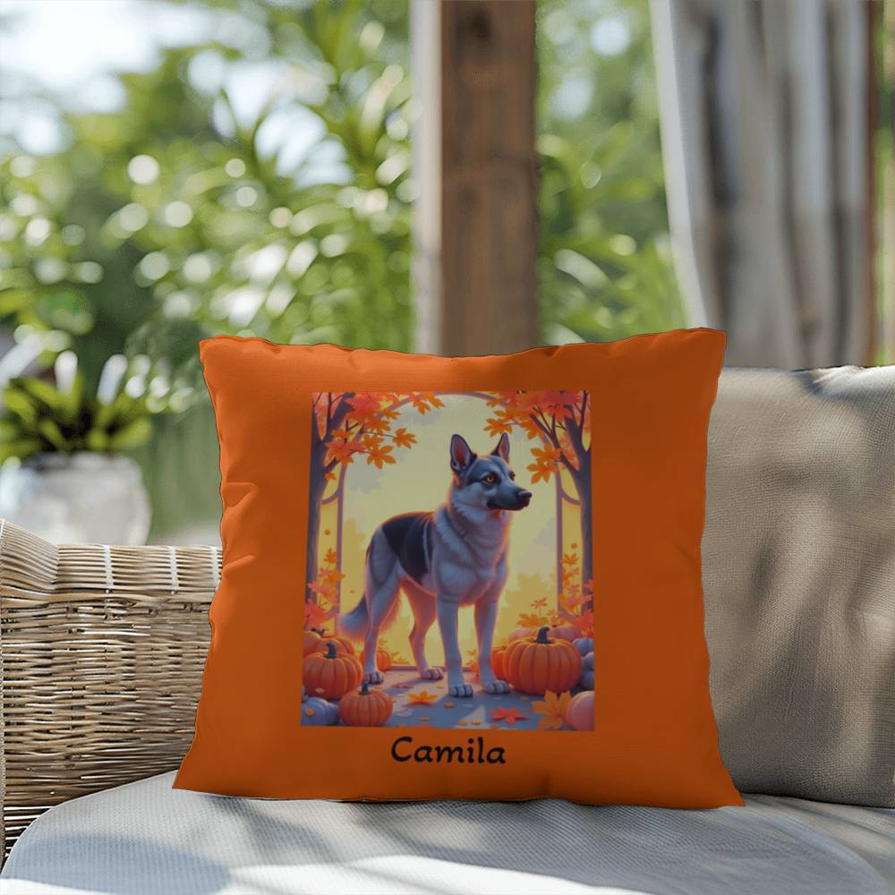 German Shepherd Black & Silver Coat Pillow, Custom Indoor Outdoor Dog Cushion for Dog Lovers