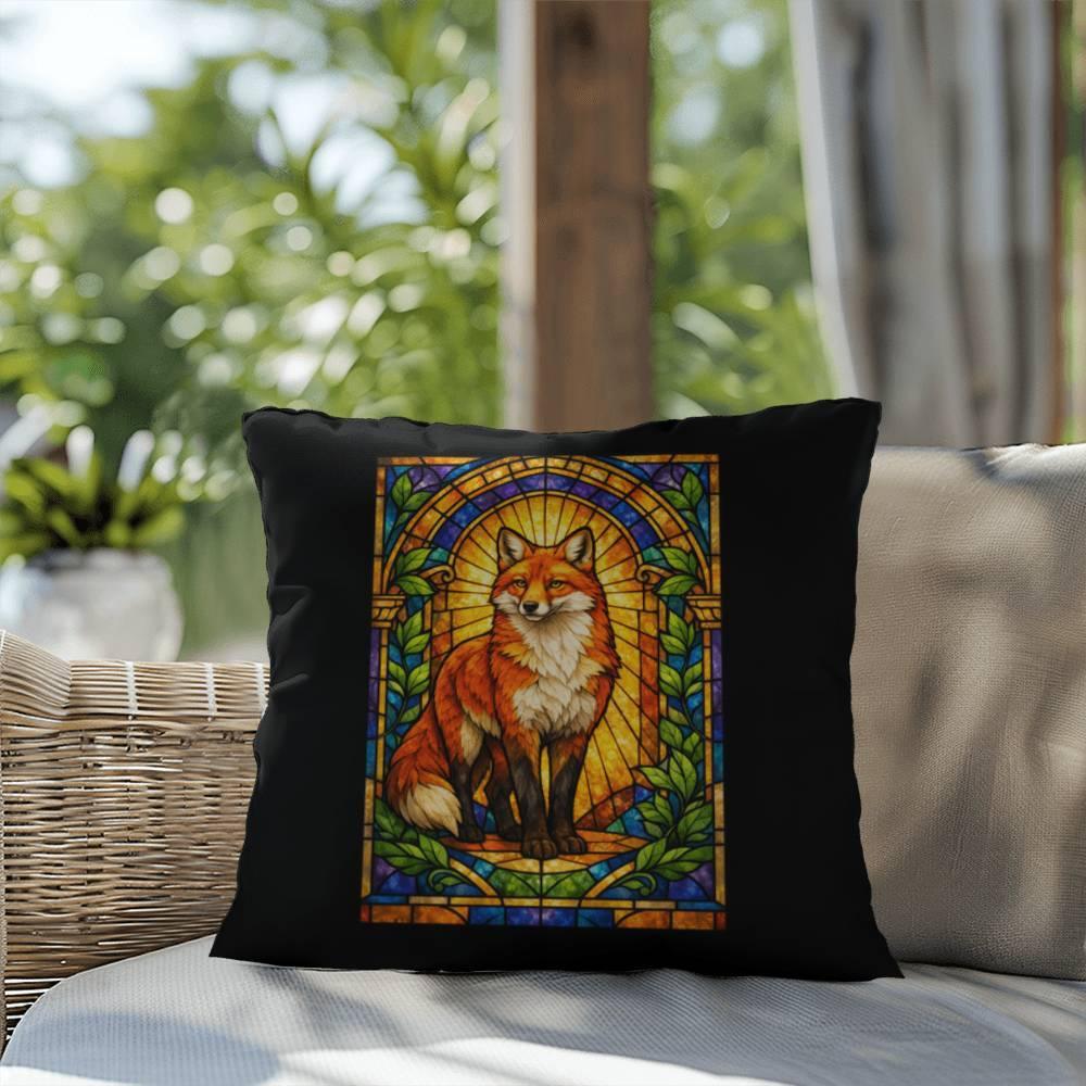 Shop our premium fox stained glass style throw pillow from MySisterIsASurvivor.