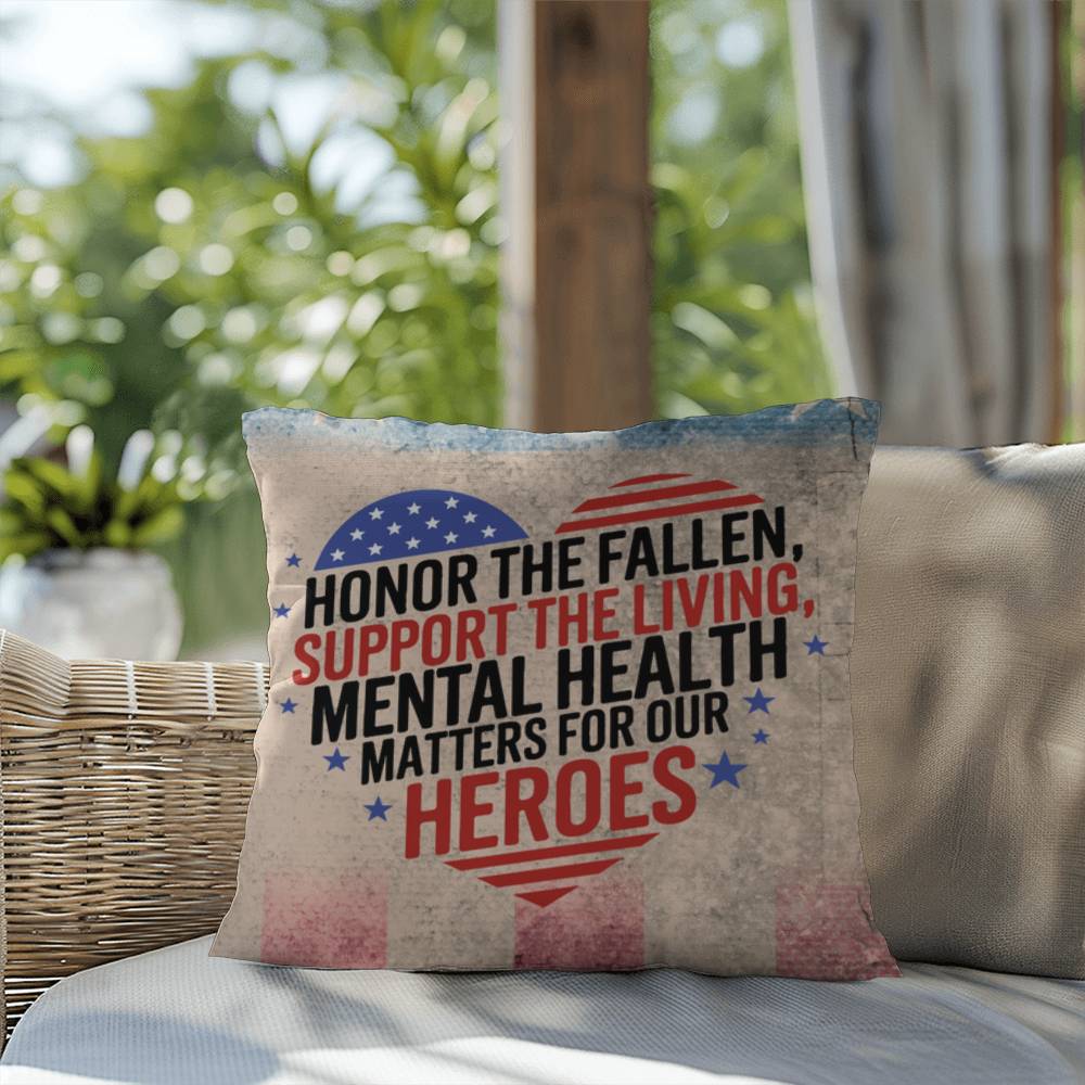 Honor the Fallen personalized indoor outdoor pillow for veteran remembrance, Memorial Day tribute, and PTSD awareness