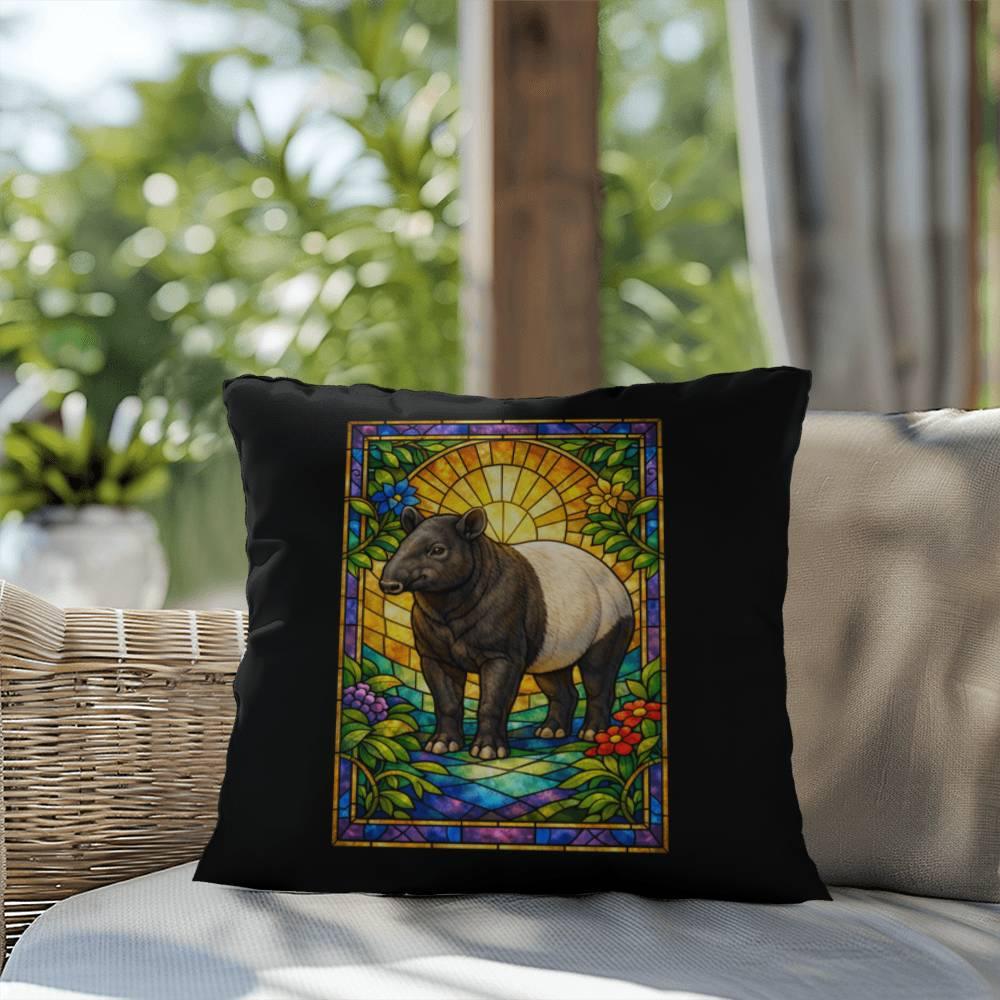 Shop our premium tapir stained glass style throw pillow from MySisterIsASurvivor.