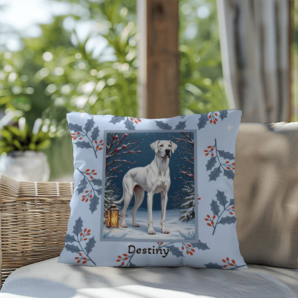 Great Dane White Pillow - Seasonal Great Dane pillow, winter indoor dog throw, home decor accent