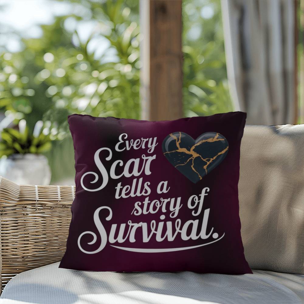 Every Scar Tells A Story Of Survival: Indoor/Outdoor Pillow Self-Care for Relaxation, Mindfulness & Emotional Wellness