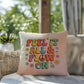 Feel It All & Flow On: Indoor/Outdoor Pillow - Groovy Affirmation for Emotional Wellness & Positive Vibes