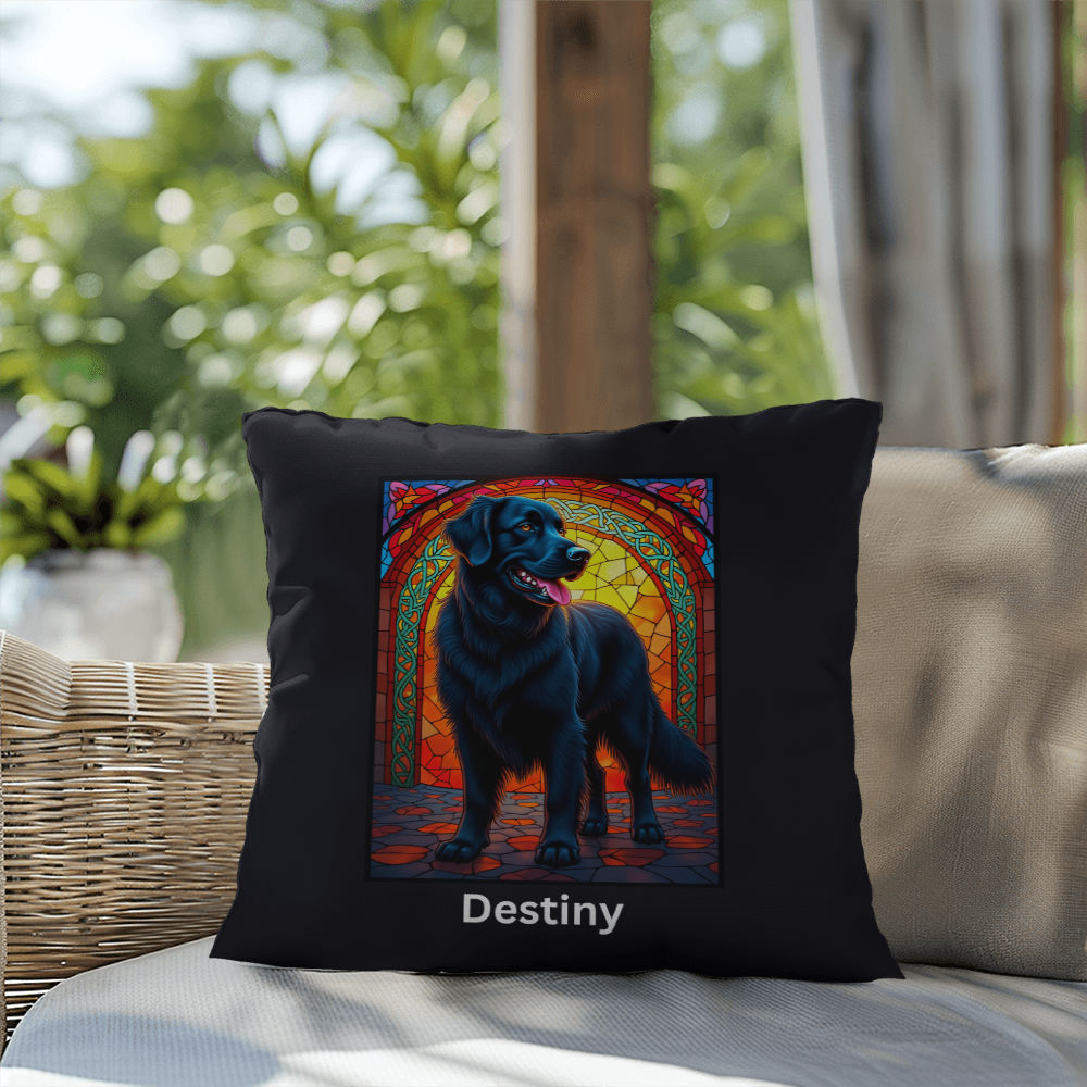 Black Golden Retriever personalized indoor/outdoor pillow, dog lover throw for home or patio decor