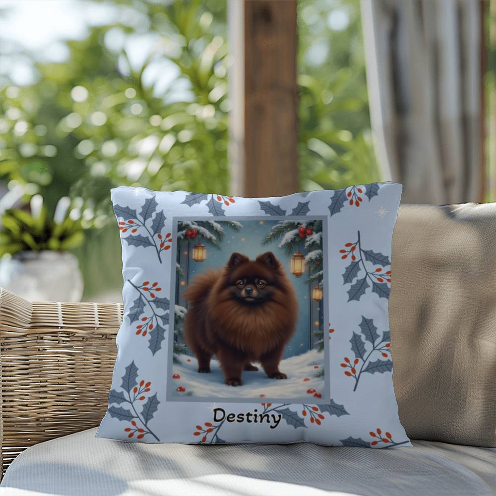 Pomeranian Chocolate Pillow - Cozy Pom throw pillow, winter indoor dog decor, personalized accent