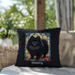 Pomeranian (Black) Indoor/Outdoor Pillow - Personalized Stained Glass Dog Tribute & Comfort Gift