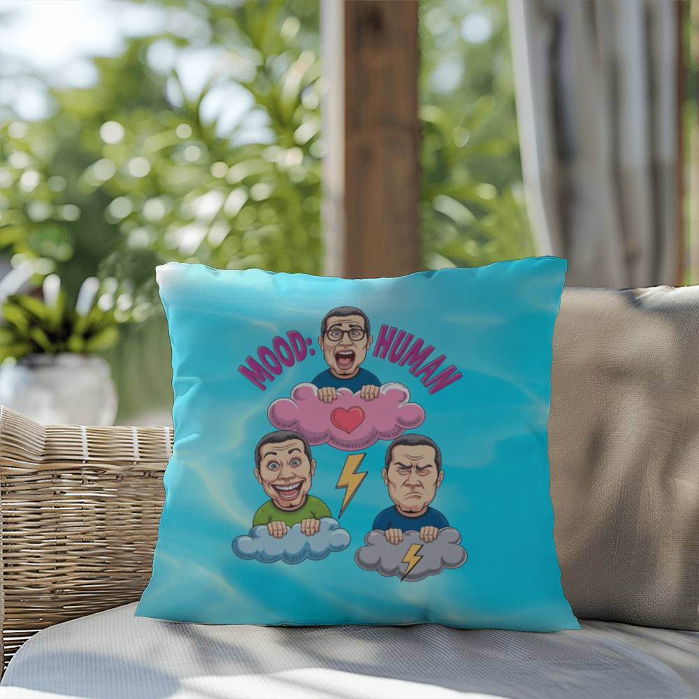 Mood: Human Indoor/Outdoor Pillow -Mental Health Support, Self-Care Decor, Anxiety Relief Throw Cushion