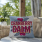 Cranberry Calm throw pillow with peaceful mindfulness quote and seasonal fall home décor accent