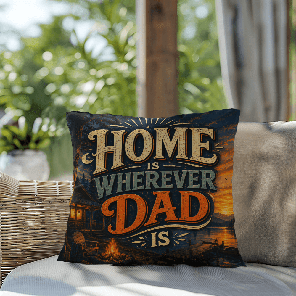 Shop our premium home is wherever dad is throw pillow from MySisterIsASurvivor.