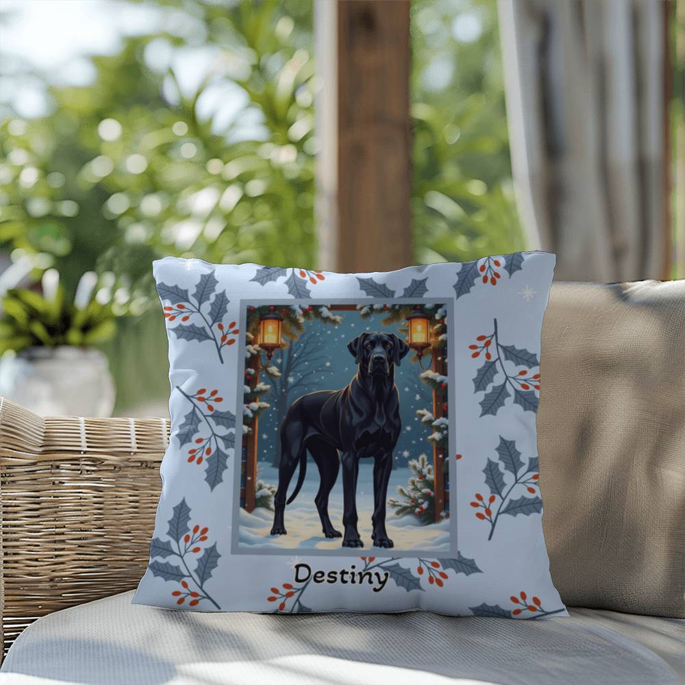 Great Dane Black Pillow - Gentle Giant throw pillow, winter Great Dane home decor, cozy dog accent