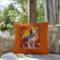 Red Pied French Bulldog pillow, personalized indoor outdoor dog cushion, custom Frenchie decor - MySisterIsASurvivor
