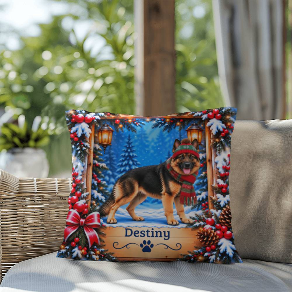 German Shepherd (Blanket Coat) - Personalized Winter Pillow, Custom Name Gift for GSD Owners