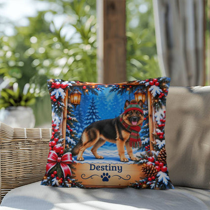 German Shepherd (Blanket Coat) - Personalized Winter Pillow, Custom Name Gift for GSD Owners