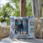 Doberman Blue & Rust Pillow - Festive winter throw pillow, personalized guardian dog home accent, cozy decor