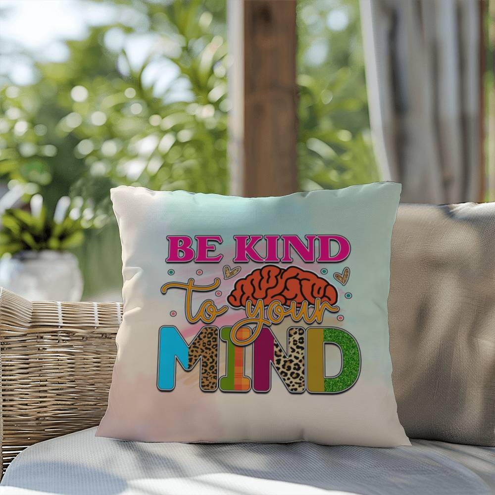 Be Kind To Your Mind: Indoor/Outdoor Pillow for Wellness, Style & Stress Relief