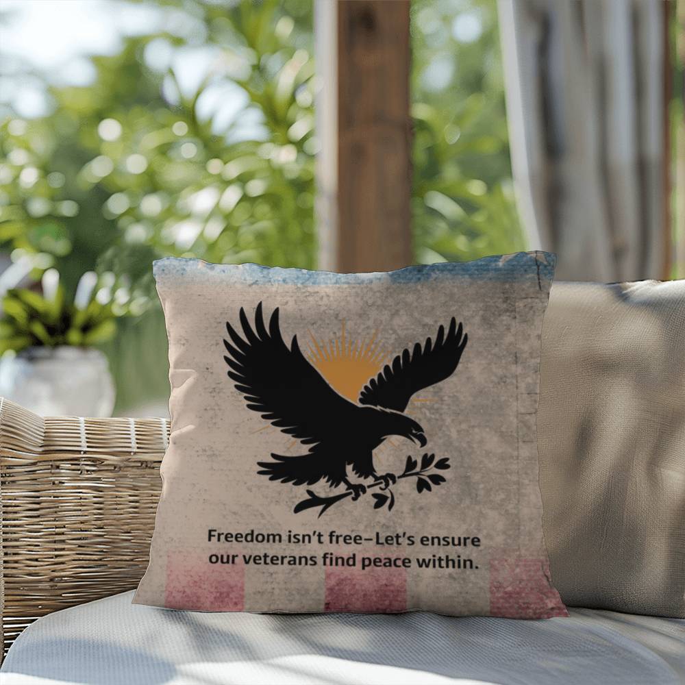 Freedom Isn't Free Indoor/Outdoor Pillow: Resilient Comfort - Mental Health & Memorial Tribute