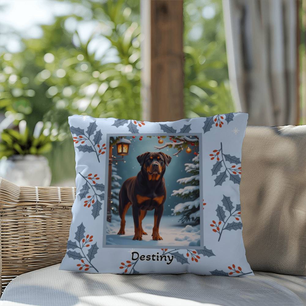 Rottweiler Chocolate Pillow - Festive Rottweiler throw pillow, winter dog home decor, cozy accent