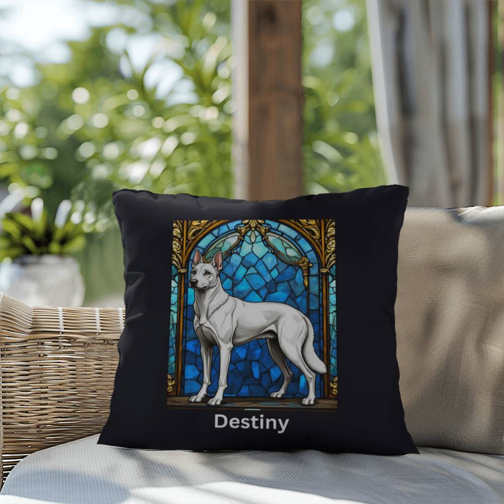 Belgian Malinois (White) Indoor/Outdoor Pillow - Personalized Stained Glass Dog Tribute & Comfort Gift