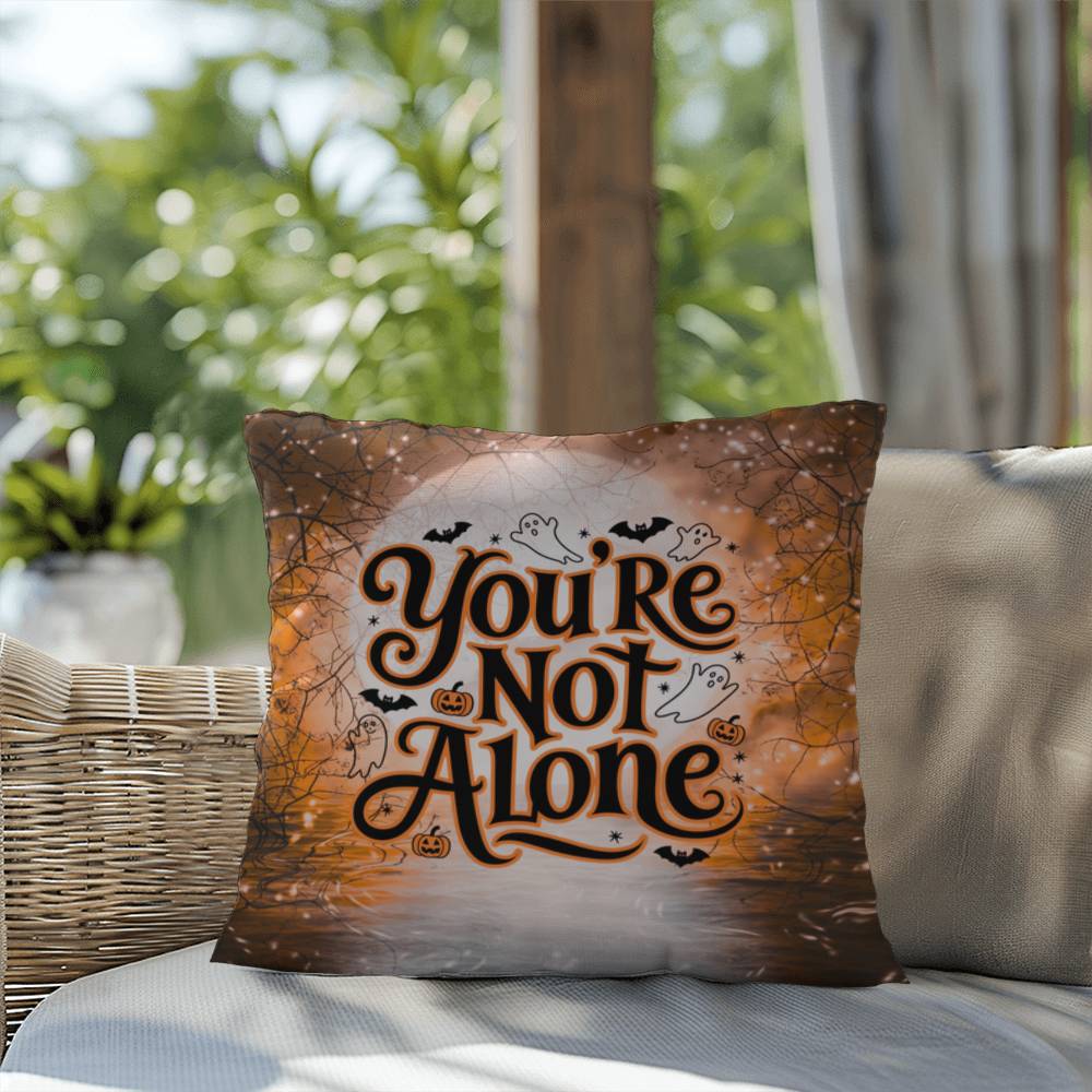Indoor/outdoor mental health pillow with “You’re Not Alone” to promote comfort and support