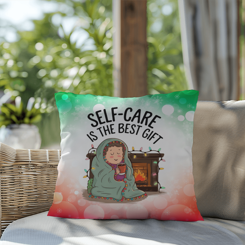 Self-Care is the Best Gift Throw Pillow - Christmas wellness holiday gift decorative pillow