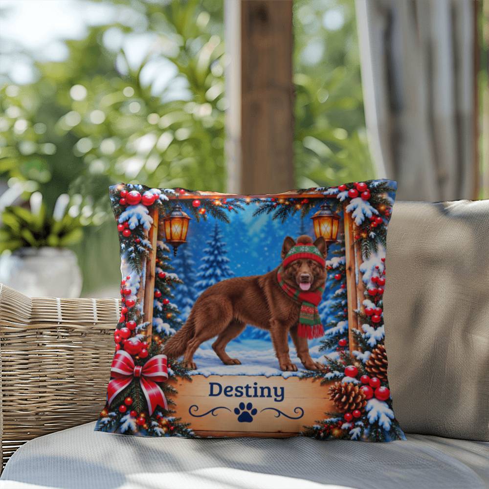 German Shepherd (Liver Coat) - Personalized Cabin Throw Pillow, Custom Name Gift for Dog Owners