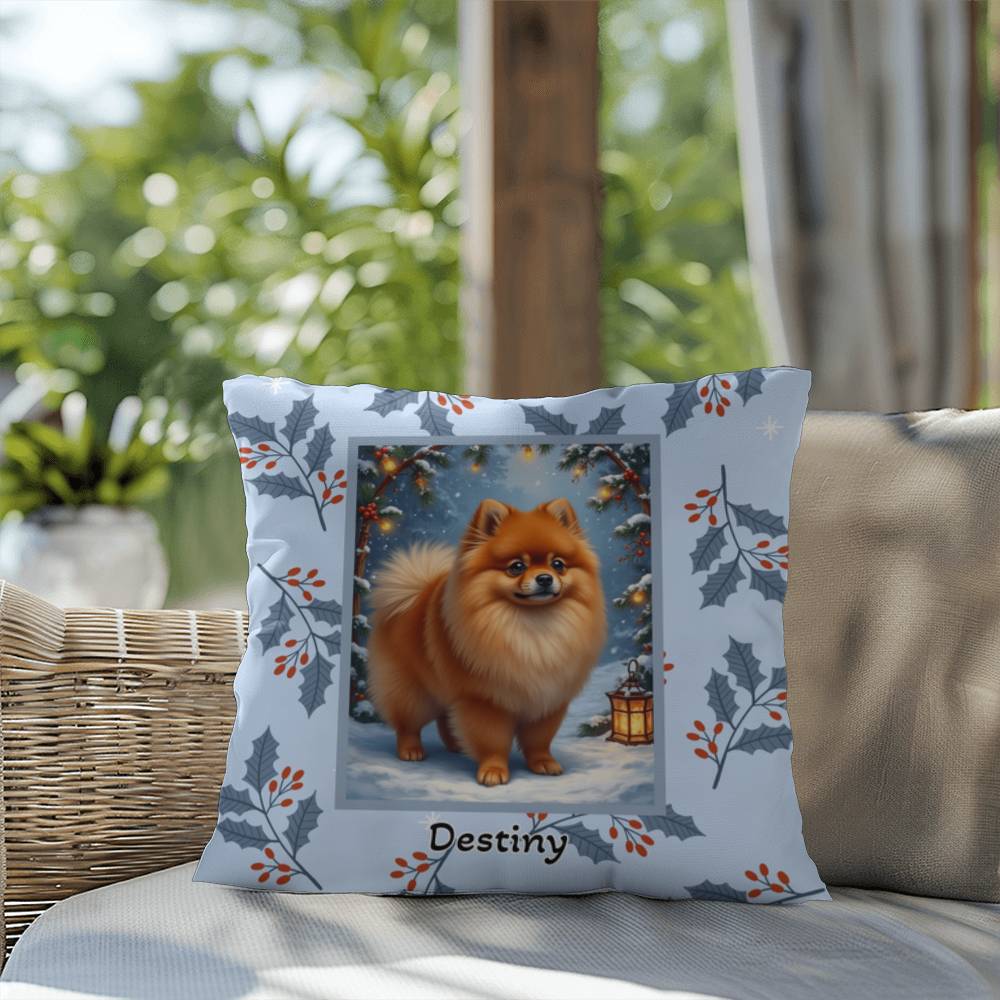 Pomeranian Orange Pillow - Festive Pom throw pillow, holiday dog pillow, cozy home accent
