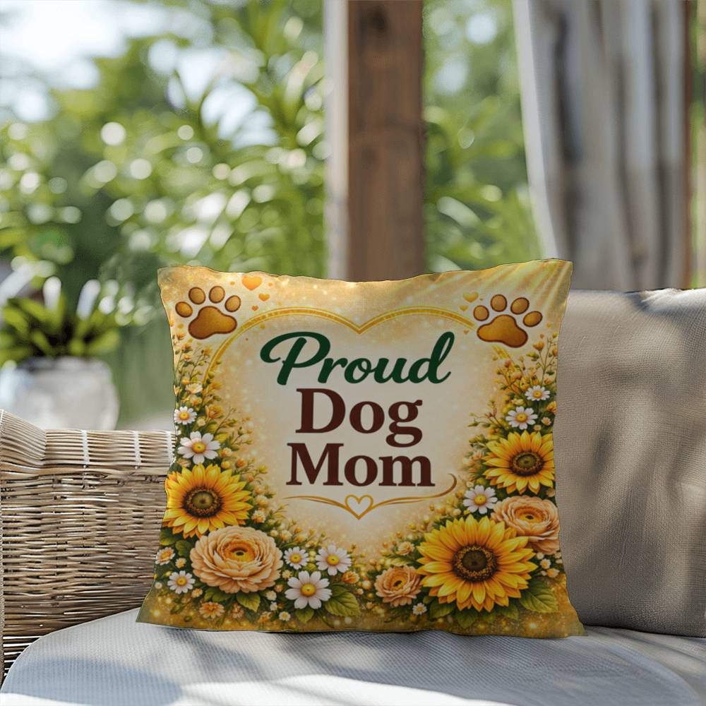 Shop our premium proud dog mom throw pillow from MySisterIsASurvivor.
