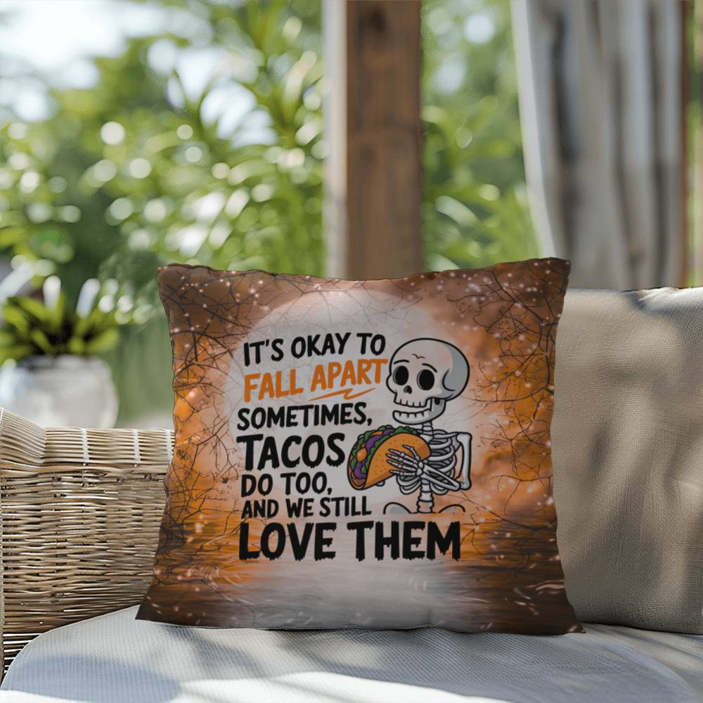 Mental health indoor/outdoor pillow with “It’s Okay To Fall” for self-care and comfort
