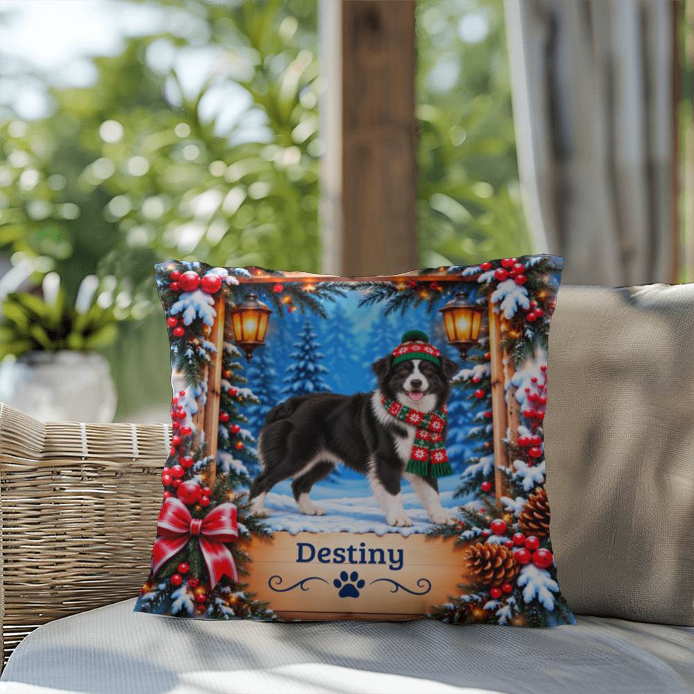 Australian Shepherd (Black & White Bi Coat) - Personalized Winter Pillow, Gift for Aussie Owners