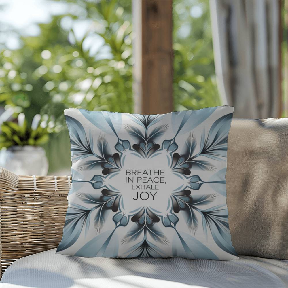 Breathe In Peace, Exhale Joy Throw Pillow - Calming Christmas pillow for mental wellness and balance
