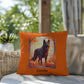 Liver German Shepherd pillow, personalized indoor outdoor dog cushion, water-resistant accent - MySisterIsASurvivor