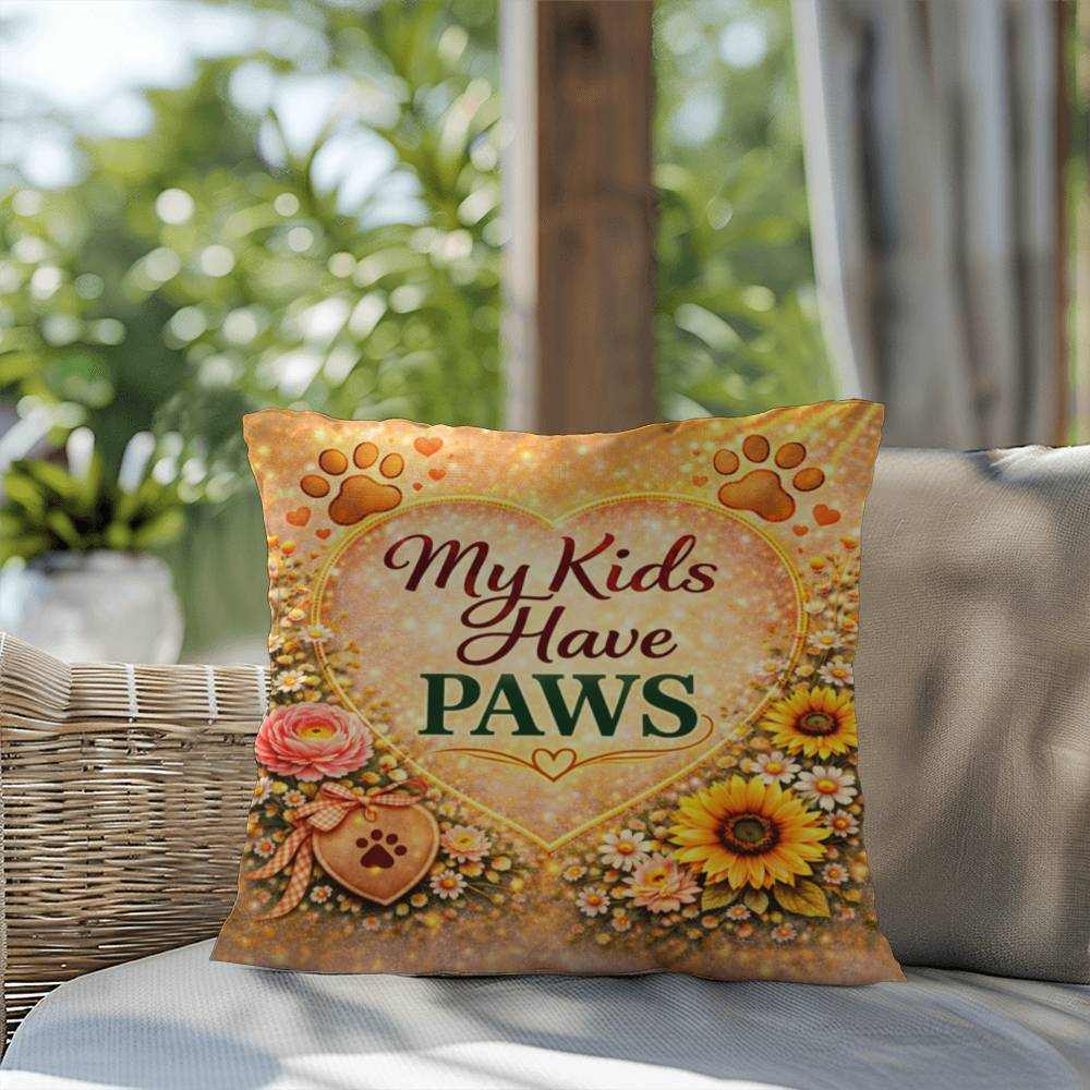 Shop our premium my kids have paws throw pillow from MySisterIsASurvivor.