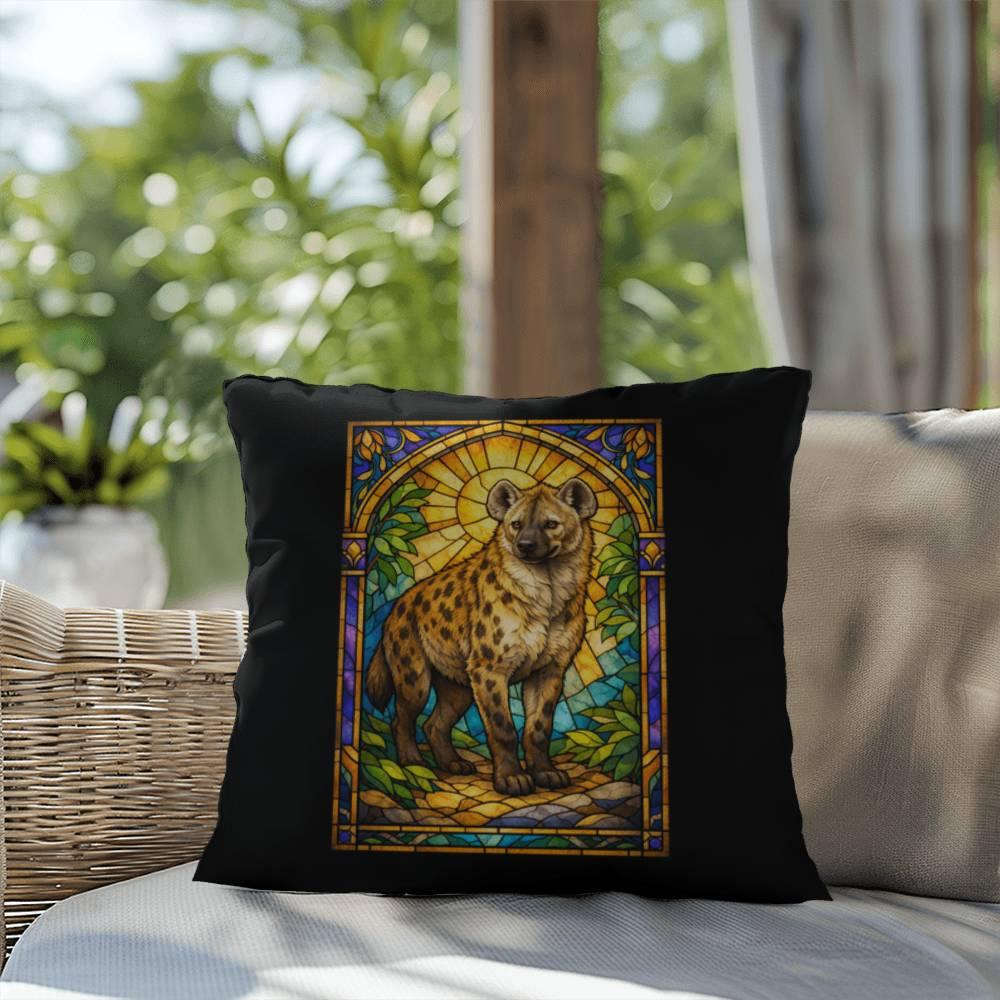 Shop our premium hyena stained glass style throw pillow from MySisterIsASurvivor.