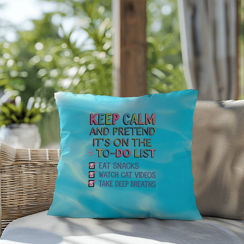 "Keep Calm And Pretend It's On The To-Do List" funny mental health mug, ceramic cup with affirmations for anxiety relief.